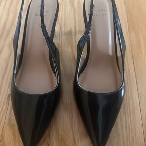 A New Day Black Pointed Slingback Heels